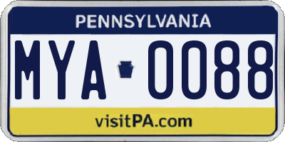 PA license plate MYA0088