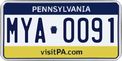 PA license plate MYA0091