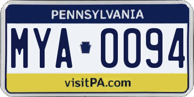 PA license plate MYA0094