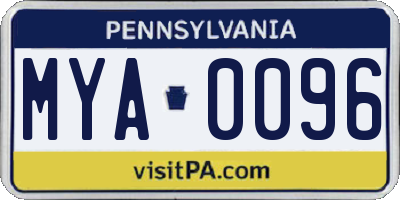 PA license plate MYA0096