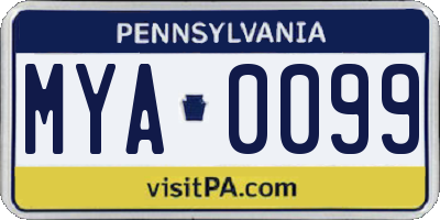 PA license plate MYA0099
