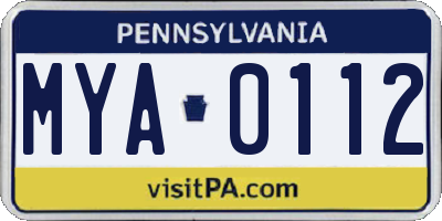 PA license plate MYA0112