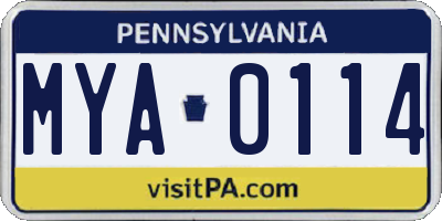 PA license plate MYA0114
