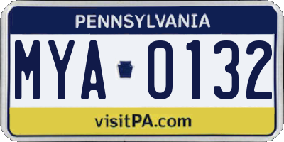 PA license plate MYA0132