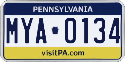 PA license plate MYA0134