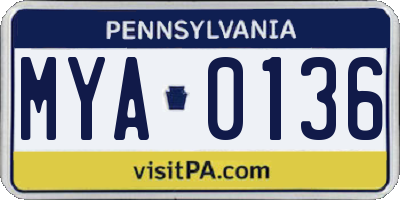 PA license plate MYA0136