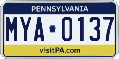 PA license plate MYA0137