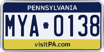 PA license plate MYA0138