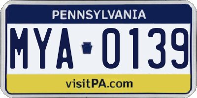 PA license plate MYA0139