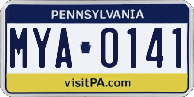 PA license plate MYA0141