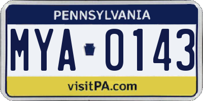 PA license plate MYA0143