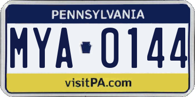 PA license plate MYA0144