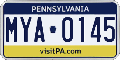 PA license plate MYA0145
