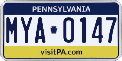 PA license plate MYA0147