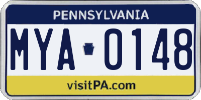 PA license plate MYA0148