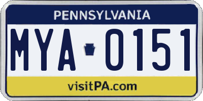 PA license plate MYA0151