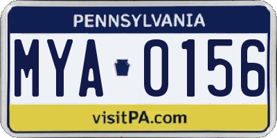 PA license plate MYA0156