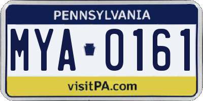 PA license plate MYA0161