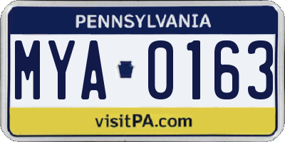 PA license plate MYA0163