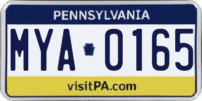 PA license plate MYA0165