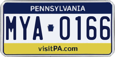 PA license plate MYA0166