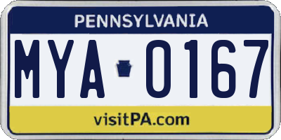 PA license plate MYA0167