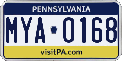 PA license plate MYA0168