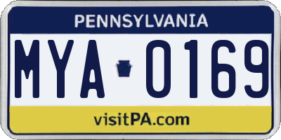 PA license plate MYA0169