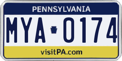 PA license plate MYA0174