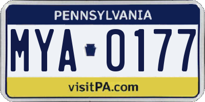 PA license plate MYA0177