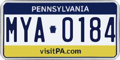 PA license plate MYA0184