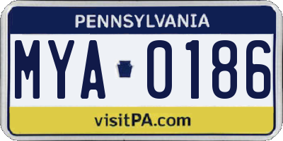 PA license plate MYA0186