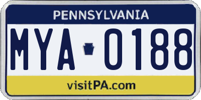 PA license plate MYA0188