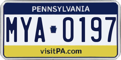 PA license plate MYA0197