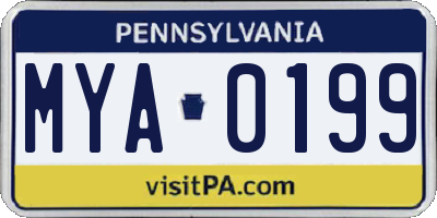 PA license plate MYA0199