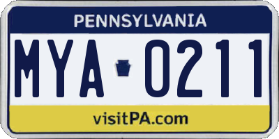 PA license plate MYA0211