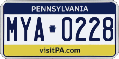 PA license plate MYA0228