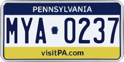 PA license plate MYA0237