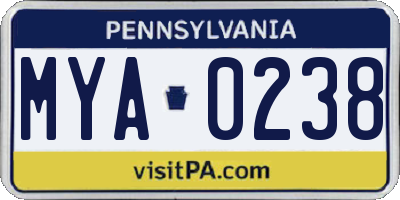 PA license plate MYA0238