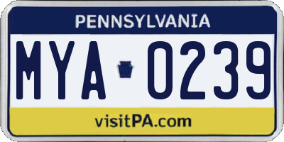 PA license plate MYA0239