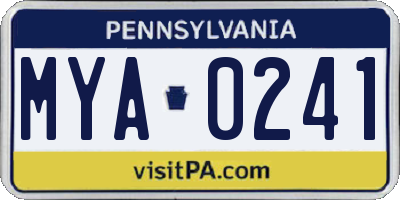 PA license plate MYA0241
