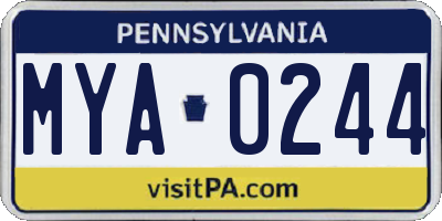 PA license plate MYA0244