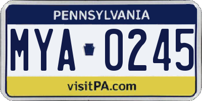 PA license plate MYA0245