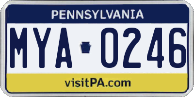 PA license plate MYA0246