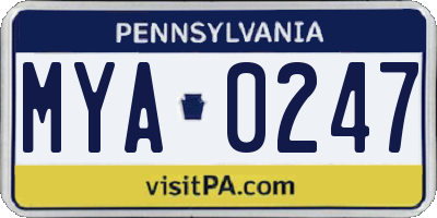 PA license plate MYA0247