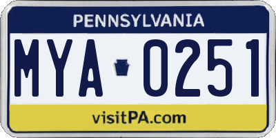 PA license plate MYA0251