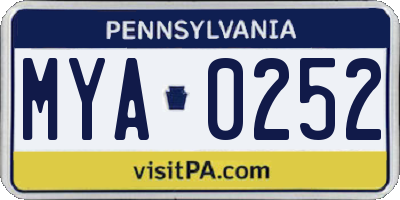 PA license plate MYA0252