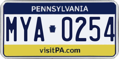 PA license plate MYA0254