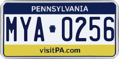 PA license plate MYA0256