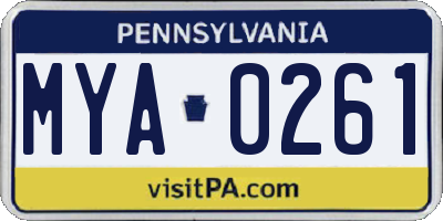 PA license plate MYA0261